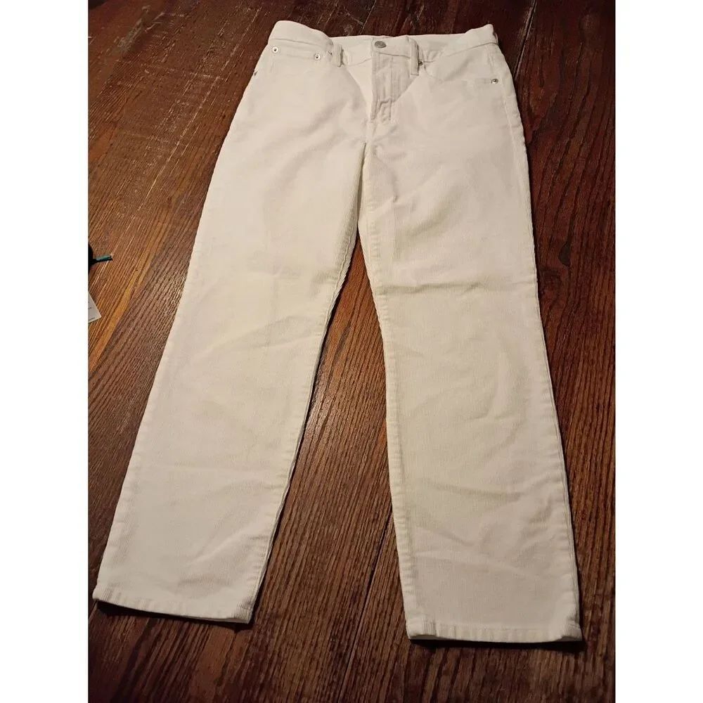Crew Vintage Slim Straight Corduroy Pants Size 27P White Cream AC335
